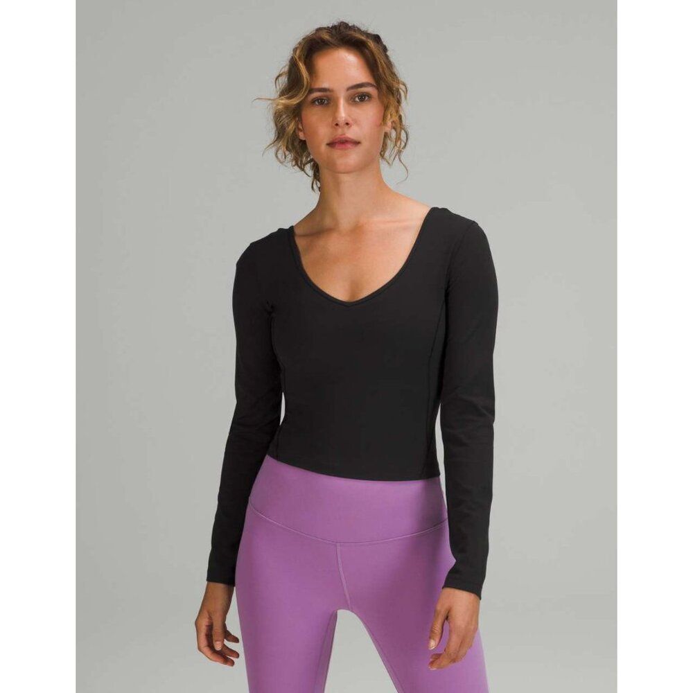 Lululemon Womens Align Shirt Top US 10 Long sleeve Black Stretch LW3EV7S NWT